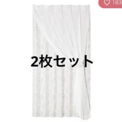 シフォン×ボタニカル ダブルカーテン H1780×W1000 ライトグレーのサムネイル