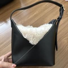 ZARA 2way ファーバッグ ハンドバッグ ブラック