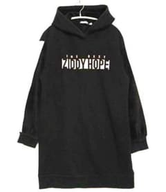 【ジディー】トップス/フード付きパーカー/チュニック/異素材/ブラック