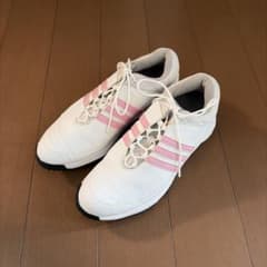 ゴルフシューズ adidas 24 ホワイト/ピンク - メルカリ