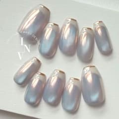 ♥トレンド うるうる ミラー 上品 シンプル フレンチ マグネット ネイルチップのサムネイル