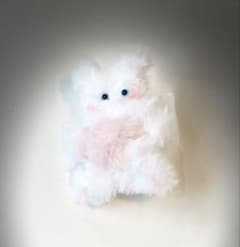 ハンドメイド 天使の羽付き ホワイトベア ぬいぐるみ ふわふわな手触りです！のサムネイル