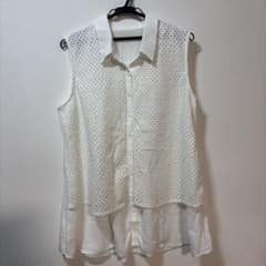 Grace Gallery ノースリーブシャツ ホワイト レース切替 3Lのサムネイル