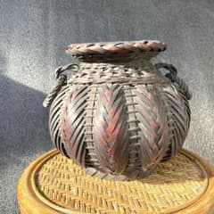 希少 古道具　花籠　竹籠　竹籠花入　カゴ　　民藝　民芸　丸型 取。C 希少 古道具 花籠 竹籠 竹籠花入 カゴ 民藝 民芸 丸型 取。C - メルカリ