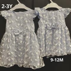 SHEIN 水色 花柄 フリル袖 ワンピース ドレス 姉妹 おそろいのサムネイル