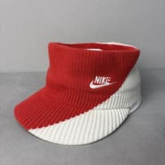 NIKE ニットサンバイザー レッド ホワイト ロゴ刺繍