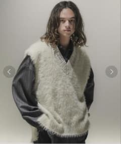 【Casper John】フェザーヤーンベスト ホワイト Sサイズ 完売品