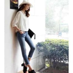 完売商品!!! GRLグレイル フレイドヘム9分丈デニム Sのサムネイル