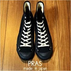 PRASハイカットスニーカー　ブラック×レッドステッチのサムネイル