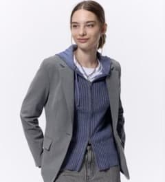 【美品】 GU ウォッシャブル テーラードジャケット Z グレー　Lサイズ