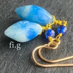 14kgf アフガナイト×サファイア ピアス イヤリング 天然石 - メルカリ