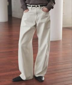 WYM LIDNM VINTAGE WASHED CURVED DENIM 白のサムネイル