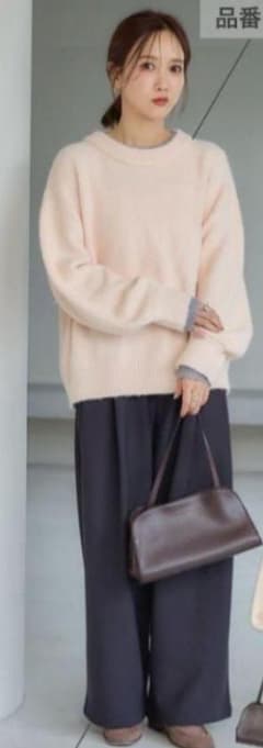 【発送前値下げ】田中里奈　mysa 配色レイヤード風ニットL 中桃