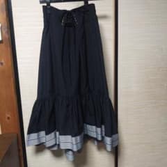 黒 フレアスカート レースアップウエストのサムネイル