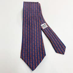 HERMES ネクタイ ネイビー レッド 幾何学模様 - メルカリ