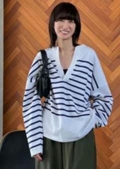 CLANE クラネ WIDE HENLEY NECK BORDER TOPS - メルカリ