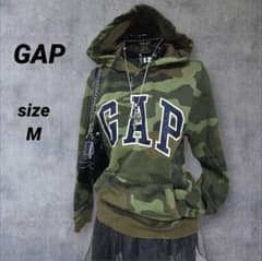 y2k ギャップ GAP 迷彩柄 カモフラ パーカー ロゴプリント M - メルカリ