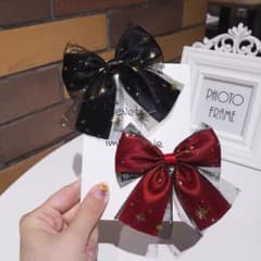 星柄チュール リボンヘアクリップ 3色セットのサムネイル