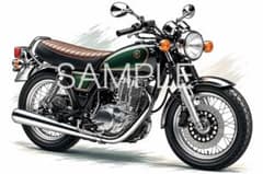 ヤマハ SR400 デフォルメ アート 絵 バイク A4 変更可のサムネイル