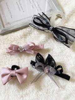 0000120リボン ヘアアクセサリー 4点セット ヘアクリップ ヘアピンのサムネイル