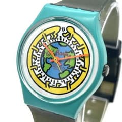 極希少・稼働✨swatch ×キースヘリング グリーン 地球 腕時計