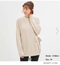 GU  ケーブルサイドリボンニットチュニックのサムネイル