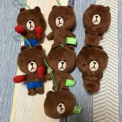 【7個セット】LINE FRIENDS ブラウン ぬいぐるみ ストラップのサムネイル