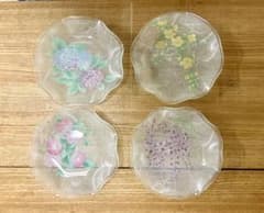 ガラス　ケーキ皿　4枚組のサムネイル