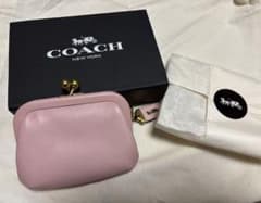 COACH コーチ ピンク レザー コインケース キスロック がま口 カード 