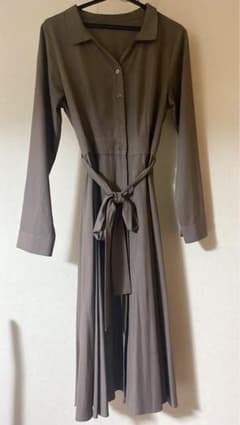 ロング丈 シャツワンピース ブラウンのサムネイル