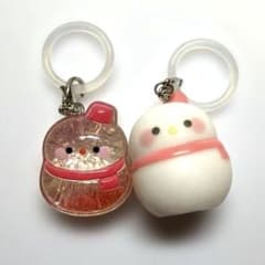雪だるま めじるしキーホルダー 2個セット ピンクのサムネイル