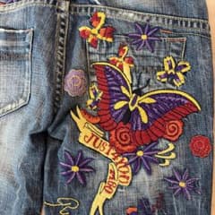 Red Pepper バタフライ 花刺繍 Y2Kフレアデニム 27 訳あり - メルカリ