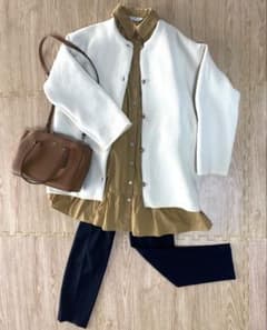 お値下げ ZARA シャツ チュニック 七分袖 ブラウン ベージュ 美品のサムネイル