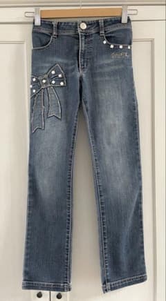 mezzo piano リボンデザイン ストレートデニムパンツ