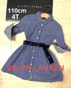 【美品☆110cm】ラルフローレン 長袖 シャツワンピース フォーマル 女の子のサムネイル