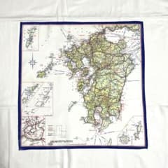 【昭和レトロ】九州全図 地図柄 ハンカチ バンダナ ヴィンテージのサムネイル