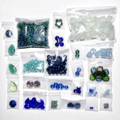 ガラスビーズまとめ売り/ブルー・グリーン系 /アクセサリーパーツのサムネイル