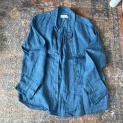 UNIQLO リネンシャツ ブルー Sサイズ 長袖のサムネイル