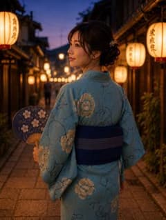 お祭りに！クールな半幅帯 紺色のサムネイル