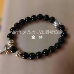 ビーズ ブレスレット BEAD 8mm スタック クロス チャーム CH BK - メルカリ