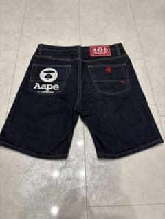 アベイシングエイプ LOT LOOSE ロゴペイント デニム ショートパンツ 