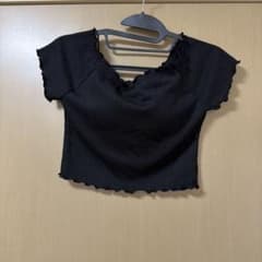 GU シャーリング クロップド トップス ブラック Sのサムネイル