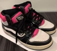 VANS ハイカット スニーカー 24.5cm 黒 白 ピンク GLOWのサムネイル