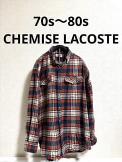 【希少文字ワニ】70s〜80s CHEMISE LACOSTE ネルシャツ 3