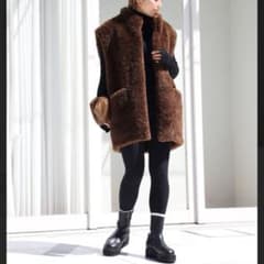 新品】ドゥーズィエムクラス テディボアベスト ブラウン ロング ファー