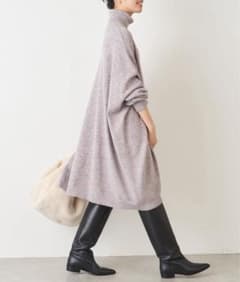 定価2.42万 ビアズリー カラーネップビッグタートルネックニット