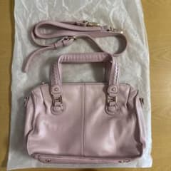 ピンク レザー ショルダーバッグ 取り外し可能ストラップのサムネイル