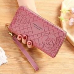 【韓国大人気】長財布★スマホ収納可★オシャレで可愛い★レディース★ローズピンクのサムネイル