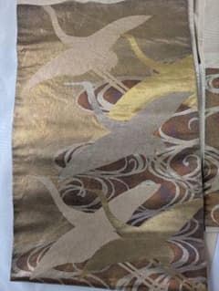 西陣織　袋帯 金糸 鶴文様 華やか　六通柄のサムネイル