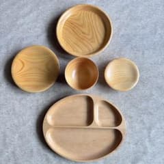 木製食器 5点まとめ売り お食い初め食器4点 仕切り皿1点のサムネイル